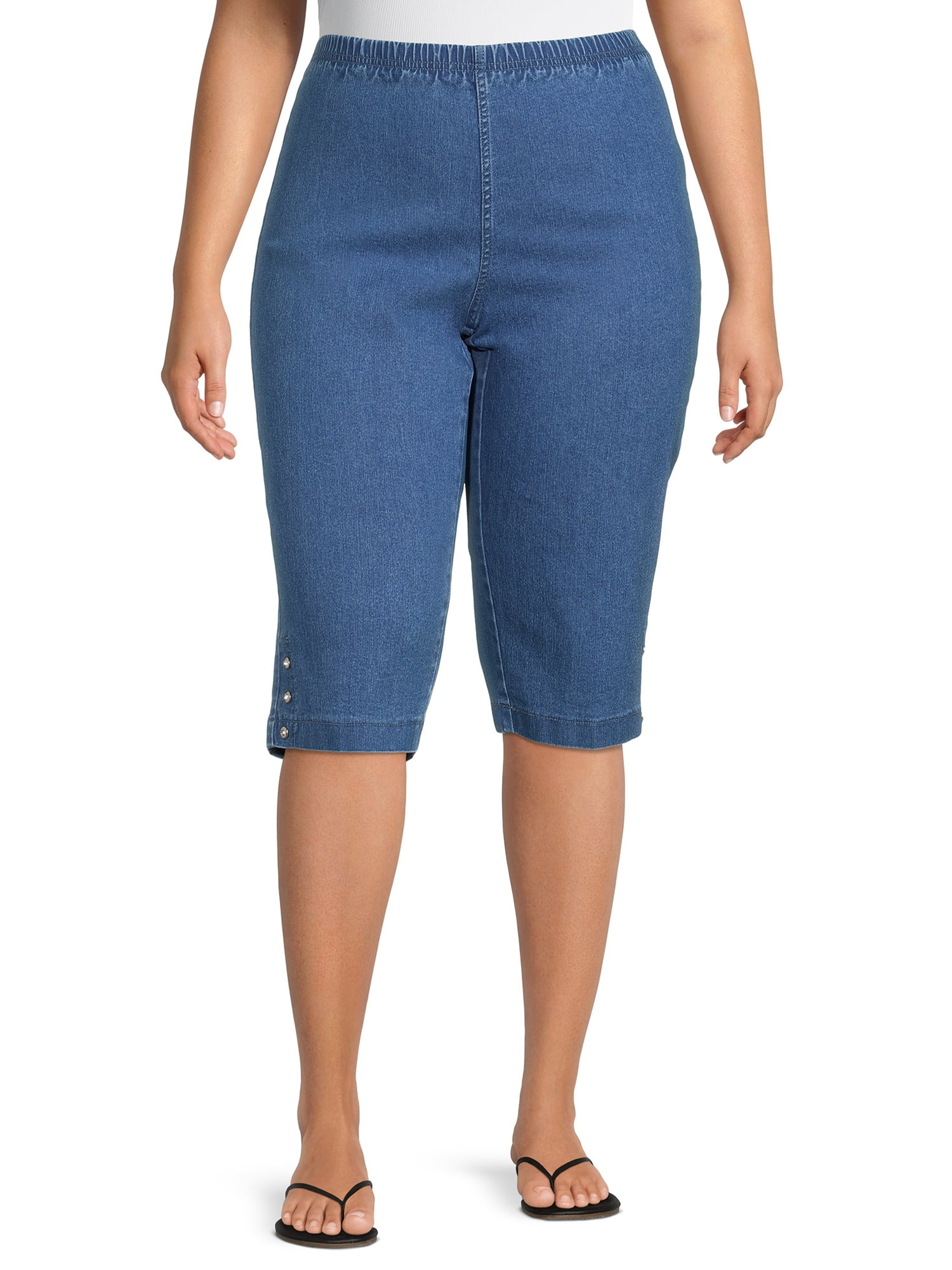 Plus Size Stretchy Capri Pants-5002BN-AXS1 – Jostar Online