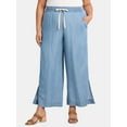 thumbnail image 1 of JMS Just My Size by Hanes Women's Plus Chambray Split Hem Pants, 28” Inseam, Sizes 0X-4X, 1 of 5