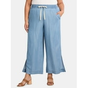 HANES JUST MY SIZE JMS Just My Size by Hanes Women's Plus Chambray Split Hem Pants, 28” Inseam, Sizes 0X-4X