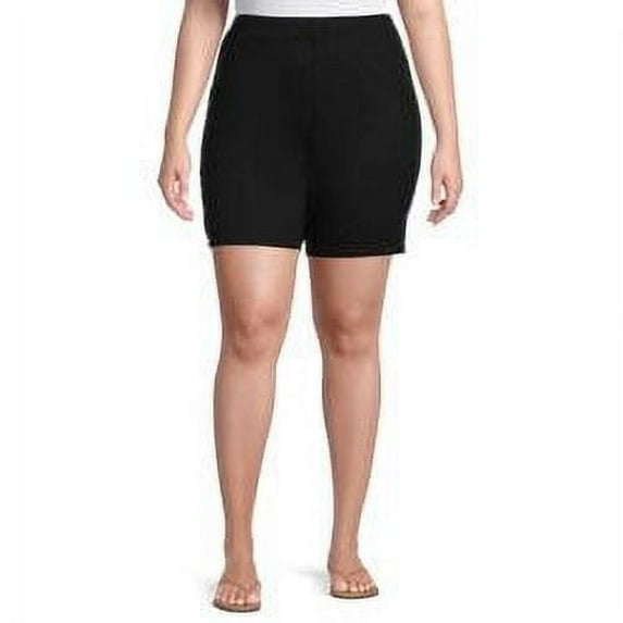 Just My Size Women's Plus Elastic Waist Stretch Bermuda Shorts