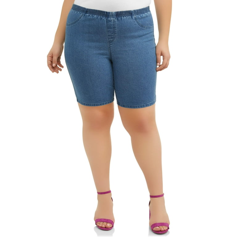 Just My Size Women s Plus Elastic Waist Stretch Bermuda Shorts