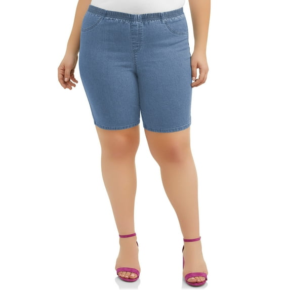 Just My Size Women's Plus Elastic Waist Stretch Bermuda Shorts