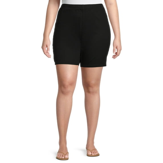 Just My Size Women's Plus Elastic Waist Stretch Bermuda Shorts