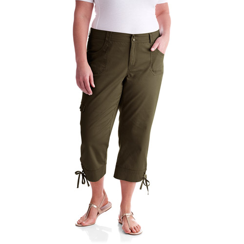  Just My Size - Women's Plus Lace-Up Hem Cargo Capri