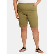 JMS Just My Size by Hanes Women's Plus Pull On Stretch Bermuda Shorts, 11" Inseam, Sizes 0X-4X