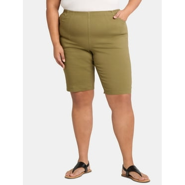 JMS Just My Size by Hanes Women's Plus Pull On Stretch Bermuda Shorts, 11" Inseam, Sizes 0X-4X