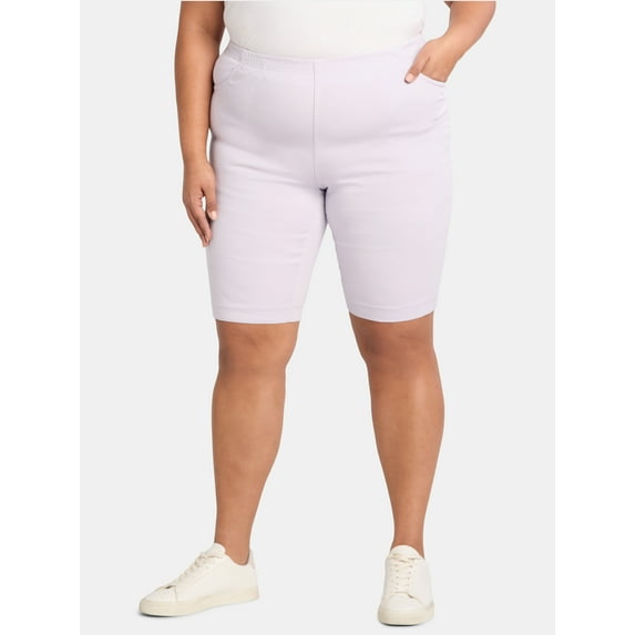 JMS Just My Size by Hanes Women's Plus Pull On Stretch Bermuda Shorts, 11" Inseam, Sizes 0X-4X