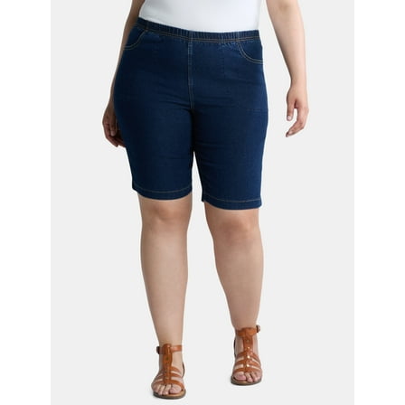 JMS Just My Size by Hanes Women's Plus Pull On 4 Pocket Bermuda Shorts, 11" Inseam, Sizes 0X-4X