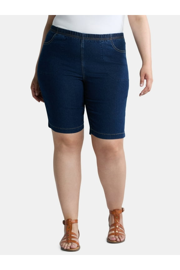 JMS Just My Size by Hanes Women's Plus Pull On 4 Pocket Bermuda Shorts, 11" Inseam, Sizes 0X-4X