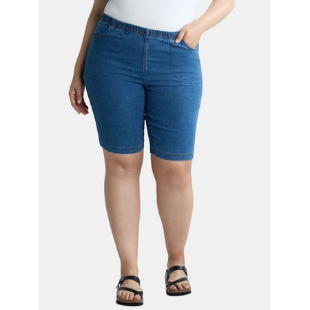 JMS Just My Size by Hanes Women's Plus Pull On Stretch Bermuda Shorts, 11" Inseam, Sizes 0X-4X