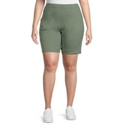 HANES JUST MY SIZE JMS Just My Size by Hanes Women's Plus Size Pull On Shorts with Pockets, Single and 2-Pack, 9” Inseam, Sizes 0X-4X