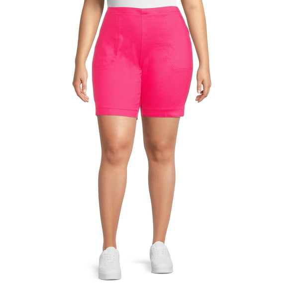 JMS Just My Size by Hanes Women's Plus Size Pull On Shorts with Pockets, Single and 2-Pack, 9” Inseam, Sizes 0X-4X