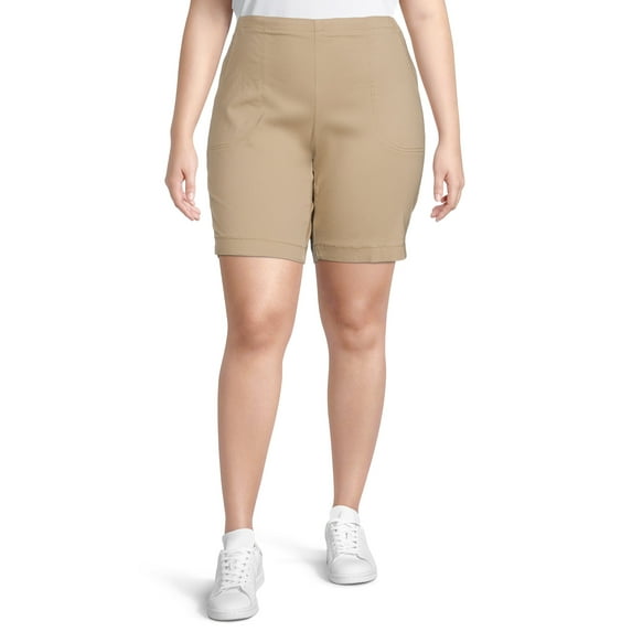 JMS Just My Size by Hanes Women's Plus Size Pull On Shorts with Pockets, Single and 2-Pack, 9” Inseam, Sizes 0X-4X