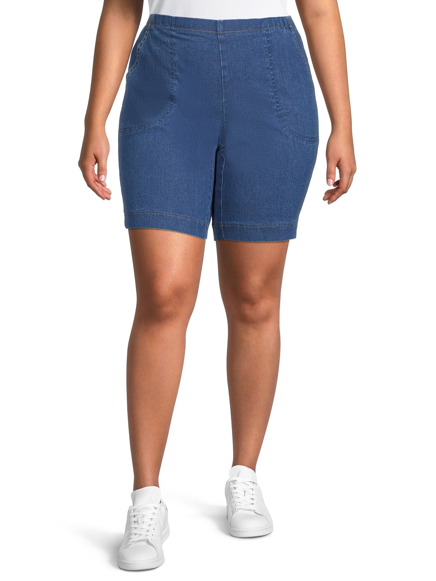 Just My Size Women's Plus Size 2 Pocket Pull-On Shorts 