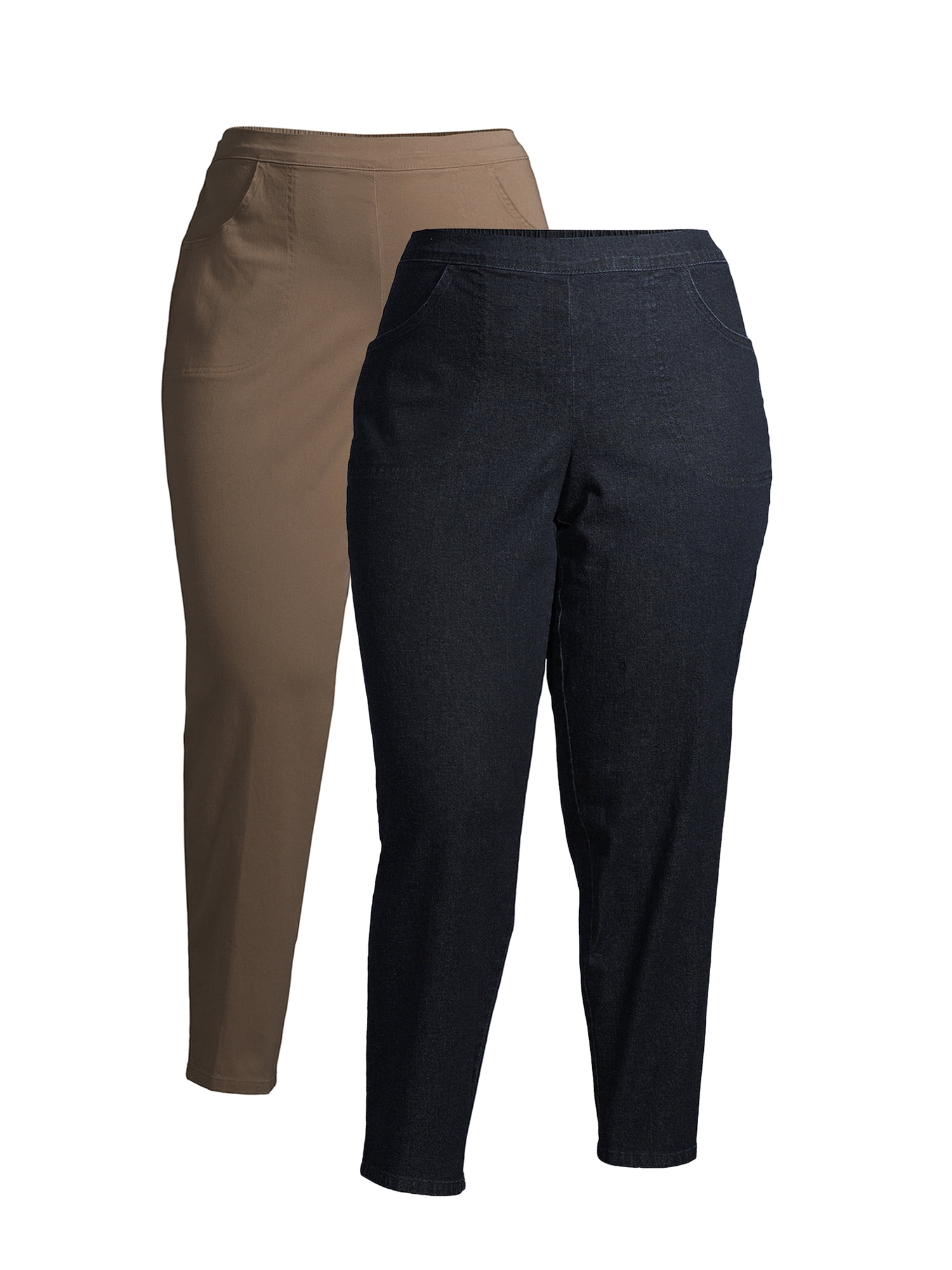 Just My Size Womens Plus Size Pull on 2Pocket Stretch Woven Pants Also  in Petite  Walmartcom