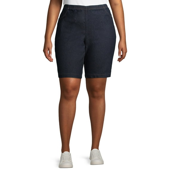 Just My Size Women's Plus Size 4 Pocket Pull on Bermuda Short