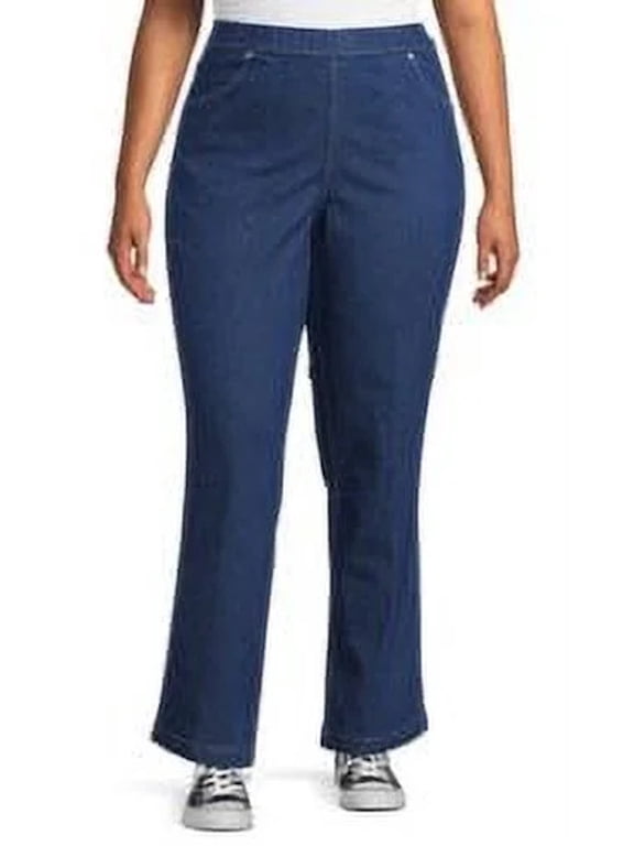 Women's Plus Size 4-Pocket Stretch Bootcut Jeans, 5X Average, Indigo Denim