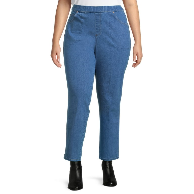 Just My Size Women s Plus Size 5 Pocket Pull On Jeans Also in Petite Walmart