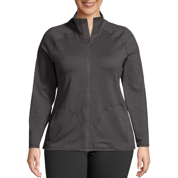 Just My Size Women's Plus Size Active Full Zip Mock Neck Jacket