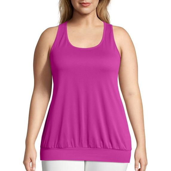 Just My Size Women's Plus Size Active Mesh Banded Tank