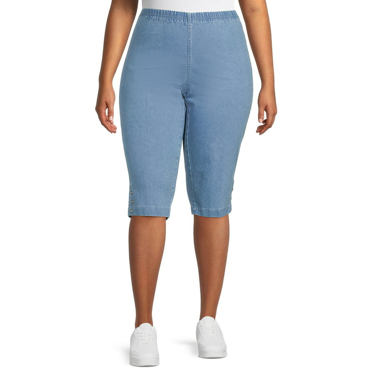 Just My Size Women's Plus Size Bling Tab Stretch Capri Pants 