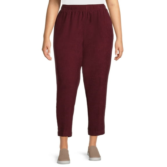 Just My Size Women's Plus Size Corduroy Pull-On Pants with Pockets