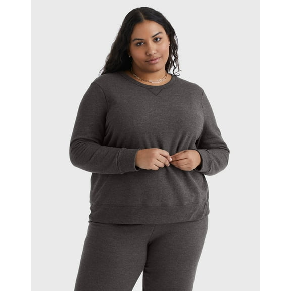 Hanes Just My Size EcoSmart Women's Fleece Sweatshirt, V-Notch (Plus ) Slate Heather 1X