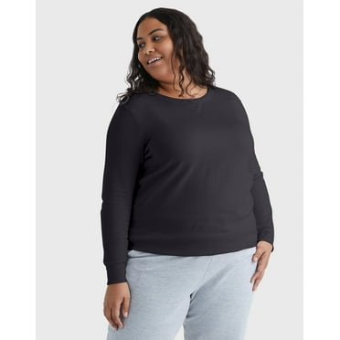 Hanes Just My Size EcoSmart Women's Fleece Sweatshirt, V-Notch (Plus ) Ebony 5X
