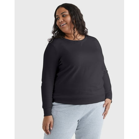 Plus Size Just My Size Fleece Crew Sweatshirt Color: Ebony Size: 2X