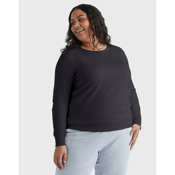 Hanes Just My Size EcoSmart Women's Fleece Sweatshirt, V-Notch (Plus ) Ebony 1X