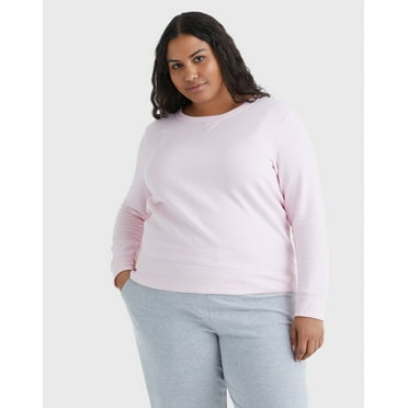 Hanes Just My Size EcoSmart Women's Fleece Sweatshirt, V-Notch (Plus ) Pale Pink 3X