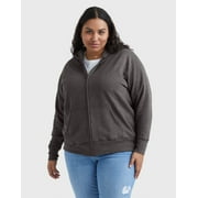 Hanes Just My Size EcoSmart Womens Full-Zip Fleece Hoodie Plus  Slate Heather 2X