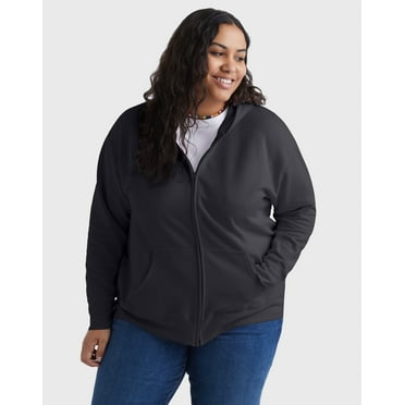 Hanes Just My Size EcoSmart Women's Full-Zip Fleece Hoodie (Plus ) Ebony 1X