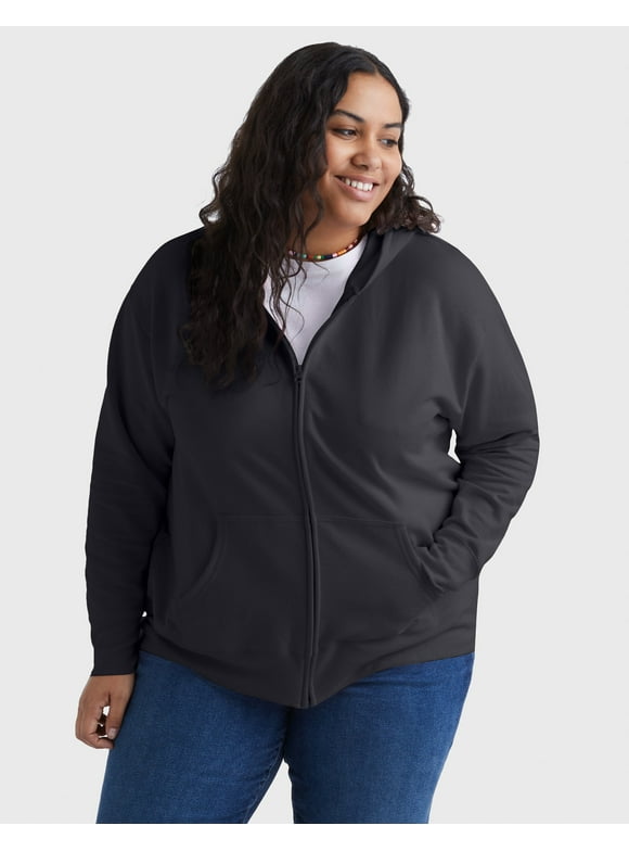 Just My Size EcoSmart Women's Full-Zip Fleece Hoodie (Plus ) Ebony 1X