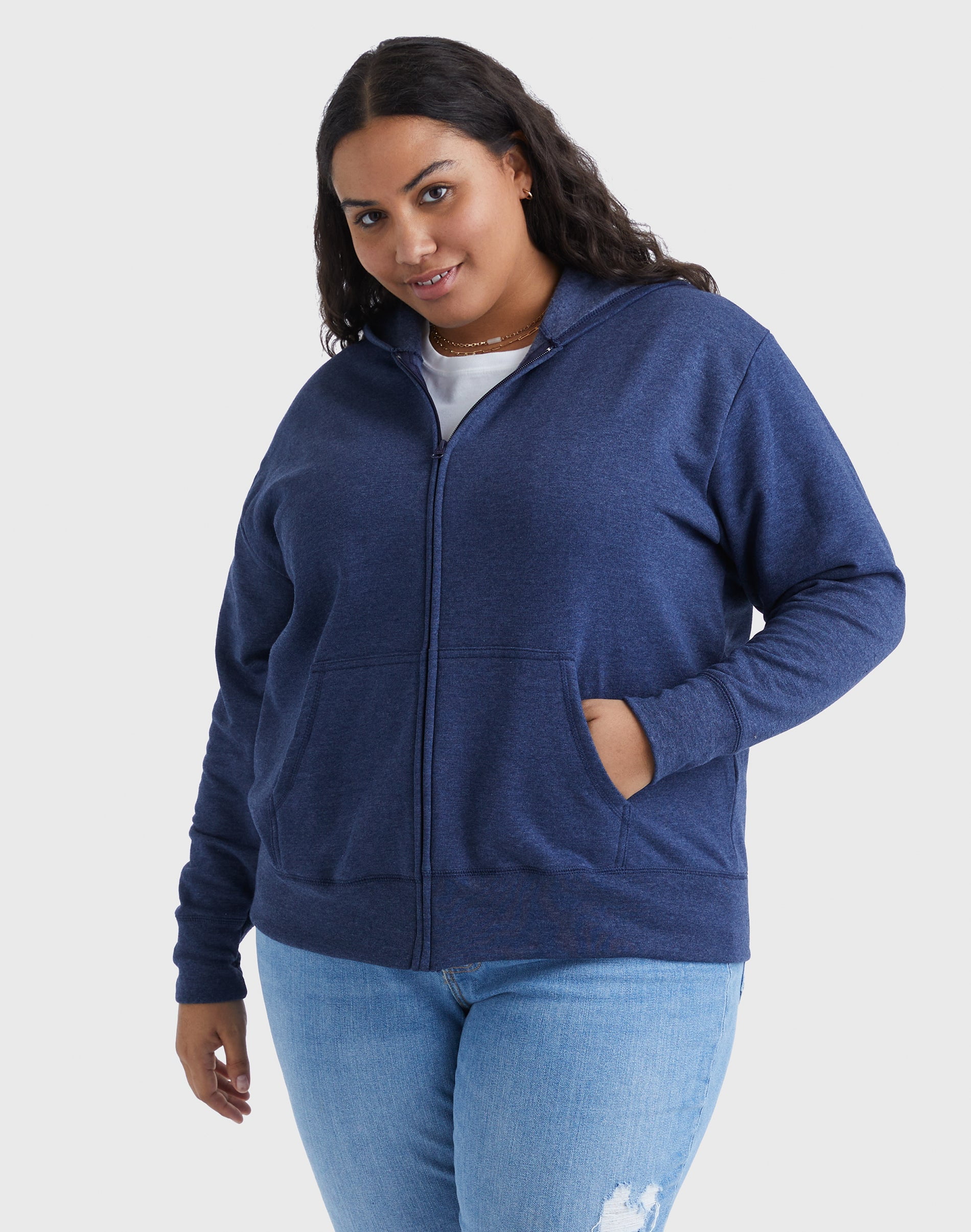 Fleece Jacket Women's Plus Size Zip Hoodies Hanes Just My