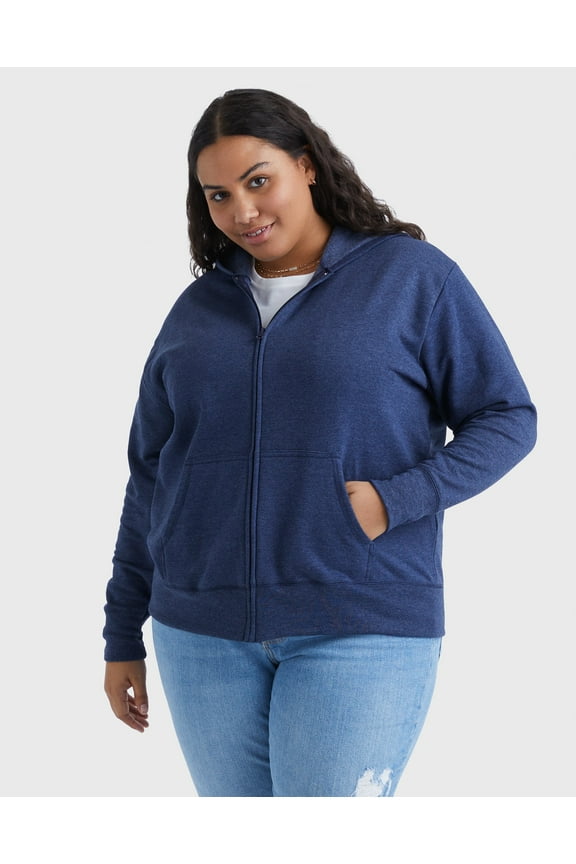 Just My Size EcoSmart Women's Full-Zip Fleece Hoodie (Plus ) Navy Heather 1X