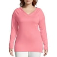 thumbnail image 1 of Just My Size Women's Plus Size French Terry V-Neck Pullover Hoodie, 1 of 5