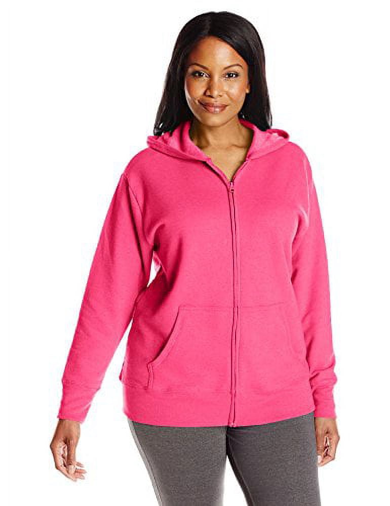 Just My Size Women's Plus-Size Full Zip Fleece Hoodie, Sizzling Pink Heather, 16W/1XL