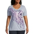 thumbnail image 1 of Just My Size Women's Plus Size Graphic Short Sleeve V-neck Tee, 1 of 5