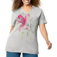 thumbnail image 1 of Just My Size Women's Plus Size Graphic Short Sleeve V-neck Tee, 1 of 2