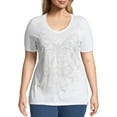 thumbnail image 1 of Just My Size Women's Plus Size Graphic Short Sleeve V-neck Tee, 1 of 5