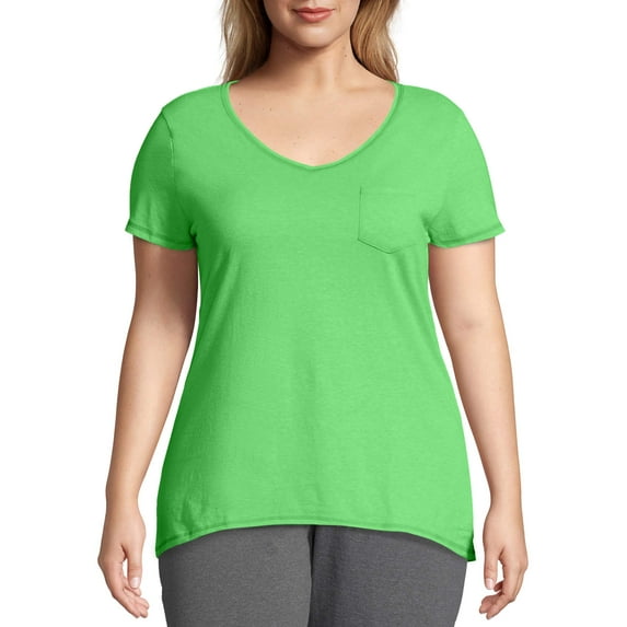 Just My Size Women's Plus-Size Hi-lo X-Temp Pocket Tee