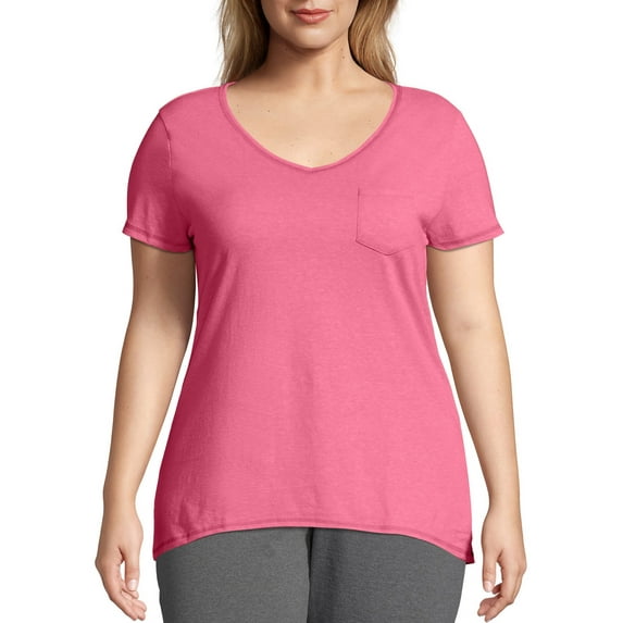 Just My Size Women's Plus-Size Hi-lo X-Temp Pocket Tee