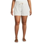 Just My Size Women's Plus Size Linen Blend Pull On Shorts, 5" Inseam, Sizes 1X-4X