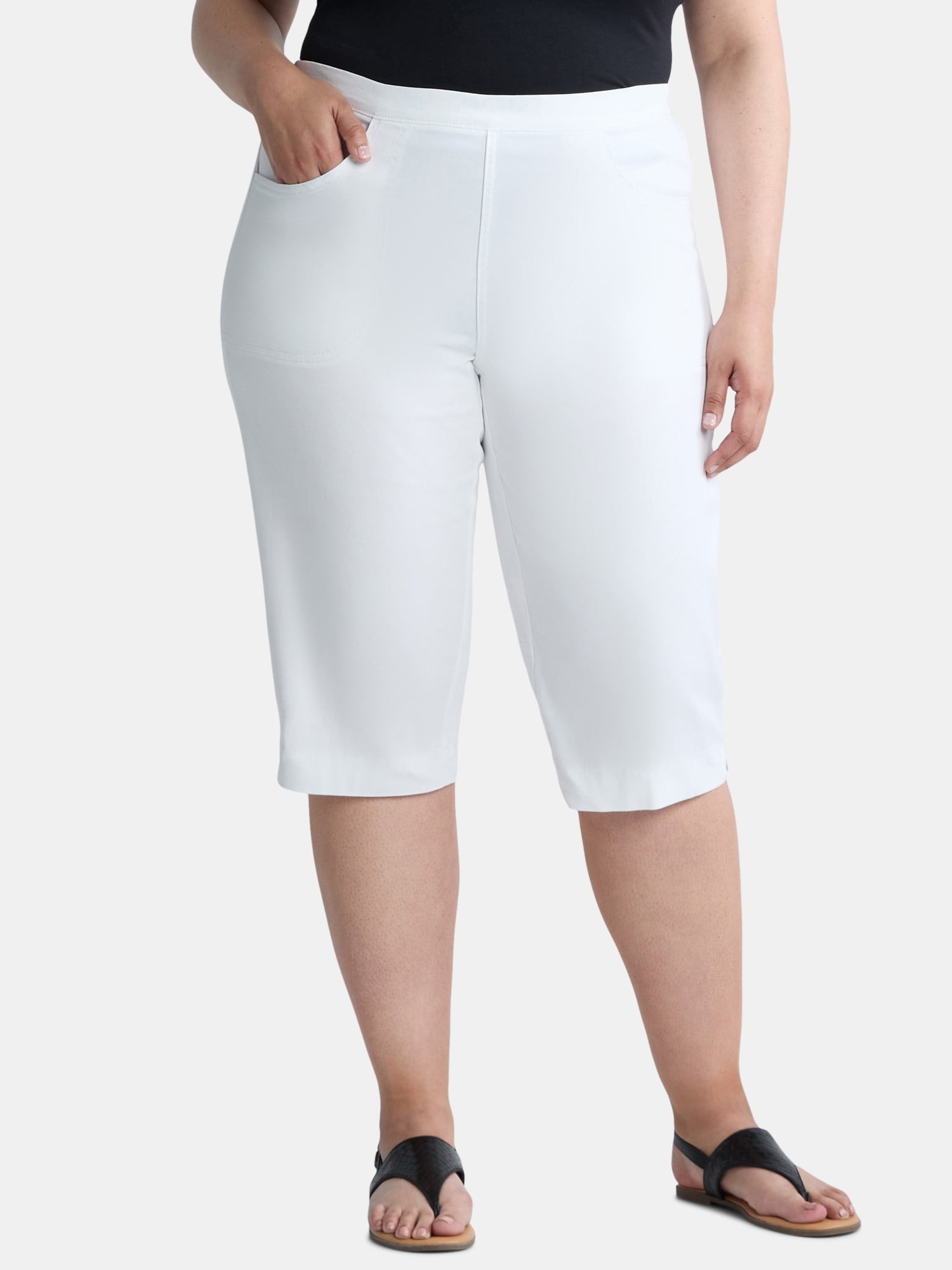 Plus Size Capris in Plus Size Pants | White - Walmart.com