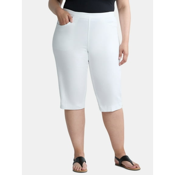 JMS Just My Size by Hanes Women's Plus Size Pull On 2 Pocket Stretch Capri, Sizes 0X-4X