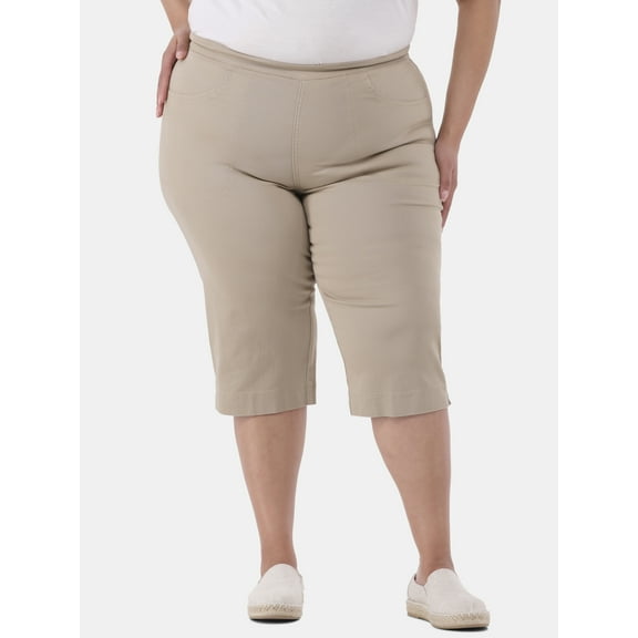 JMS Just My Size by Hanes Women's Plus Size Pull On 2 Pocket Stretch Capri, Sizes 0X-4X