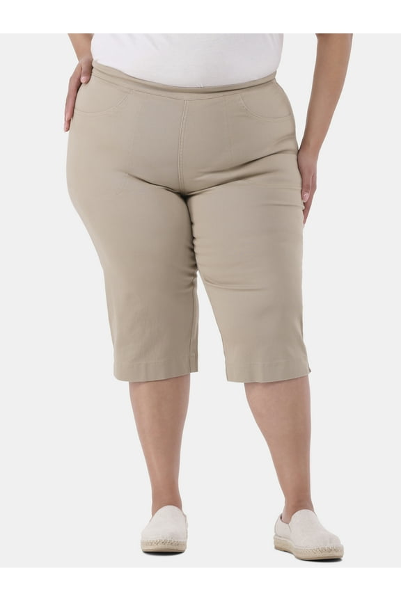 JMS Just My Size by Hanes Women's Plus Size Pull On 2 Pocket Stretch Capri, Sizes 0X-4X