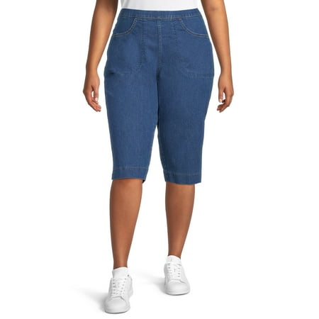 JMS Just My Size by Hanes Women's Plus Size Pull On 2 Pocket Stretch Capri, Sizes 0X-4X