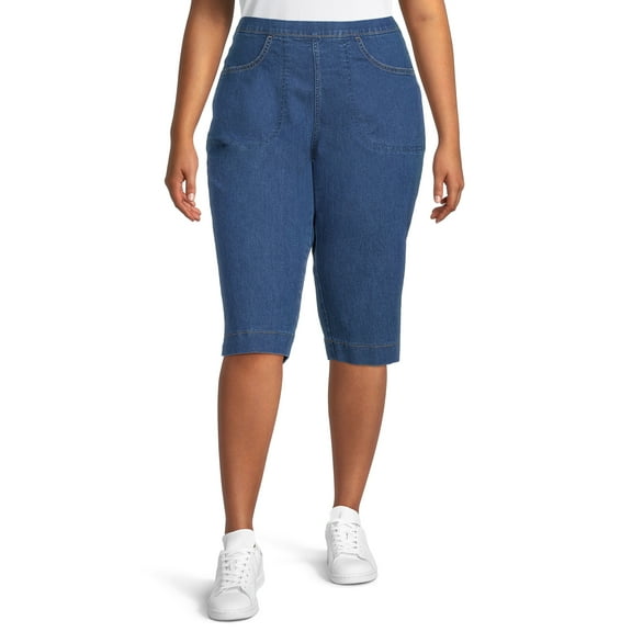 JMS Just My Size by Hanes Women's Plus Size Pull On 2 Pocket Stretch Capri, Sizes 0X-4X